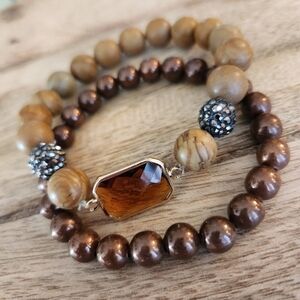 2 PEICE BEADED BRACELET SET